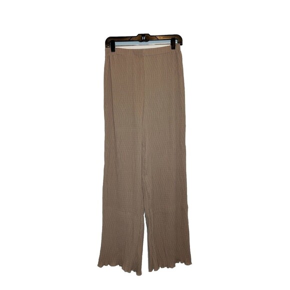 C/Meo Collective Beige Textured Pull On High Waist Wide Leg Trouser Pant Women M - Picture 2 of 10
